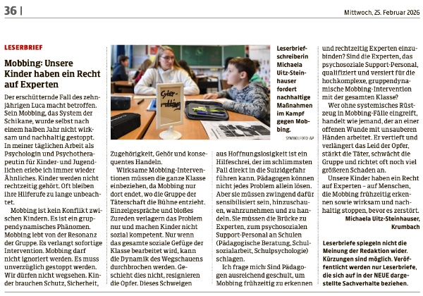 Leserbrief vn michaela steinhauser uitz